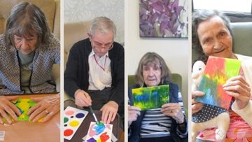 Hinckley care home Residents try out canvas painting